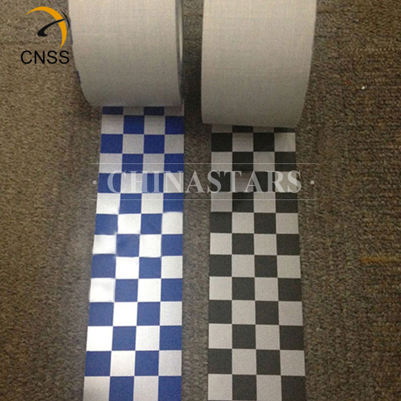 亮银TC反光布印刷方格 安全警示服用方格反光带